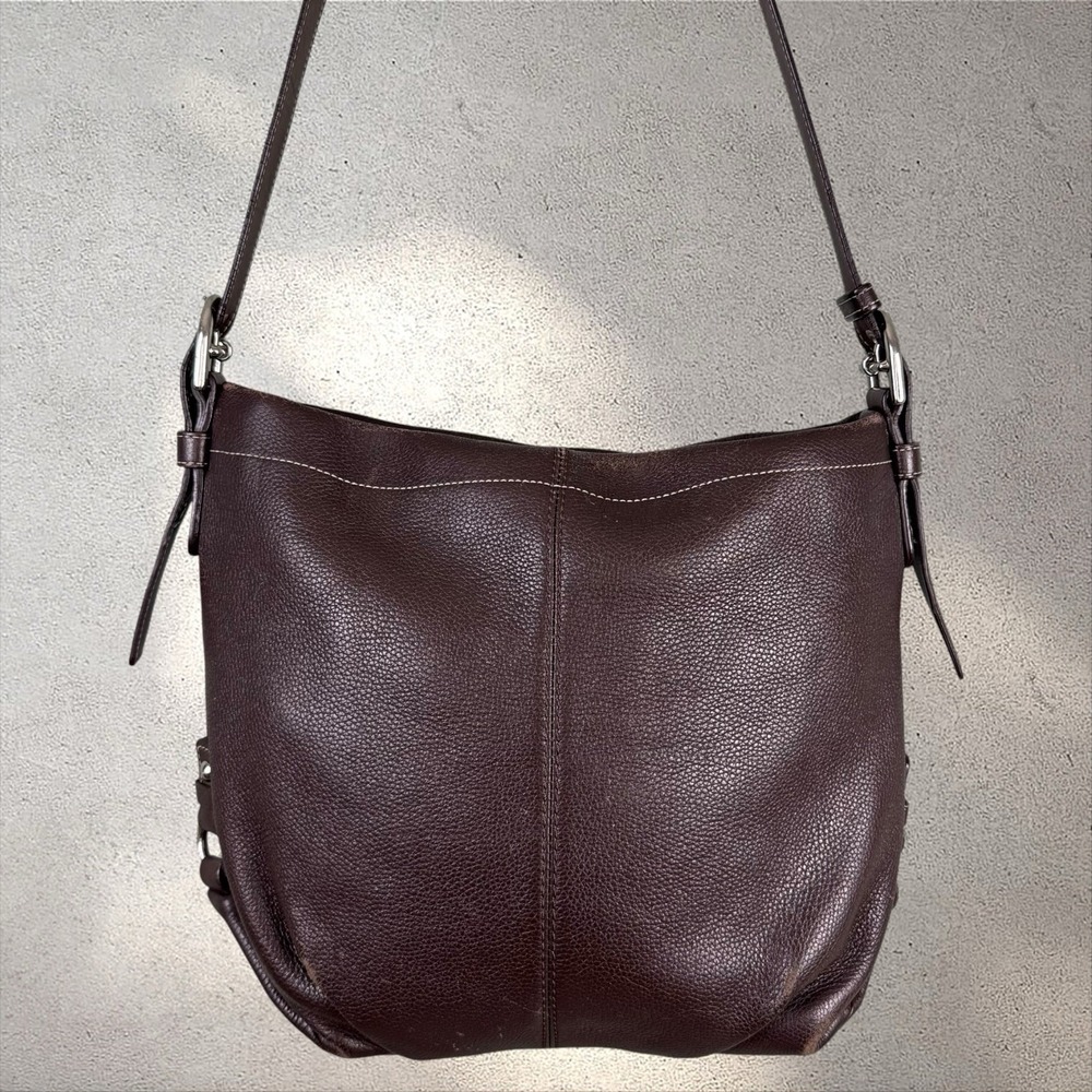 Coach F15064 Brown Pebbled Leather Slouchy Hobo Shoulder Crossbody Bag